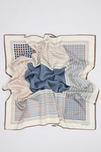 Patterned medium-length satin scarf classic navy