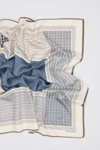Patterned medium-length satin scarf classic navy