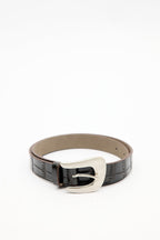 Crocodile leather look belt brown