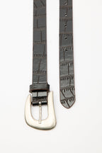 Crocodile leather look belt brown