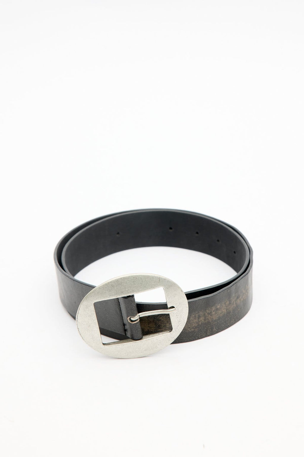 Large Oval Buckle Belt Black