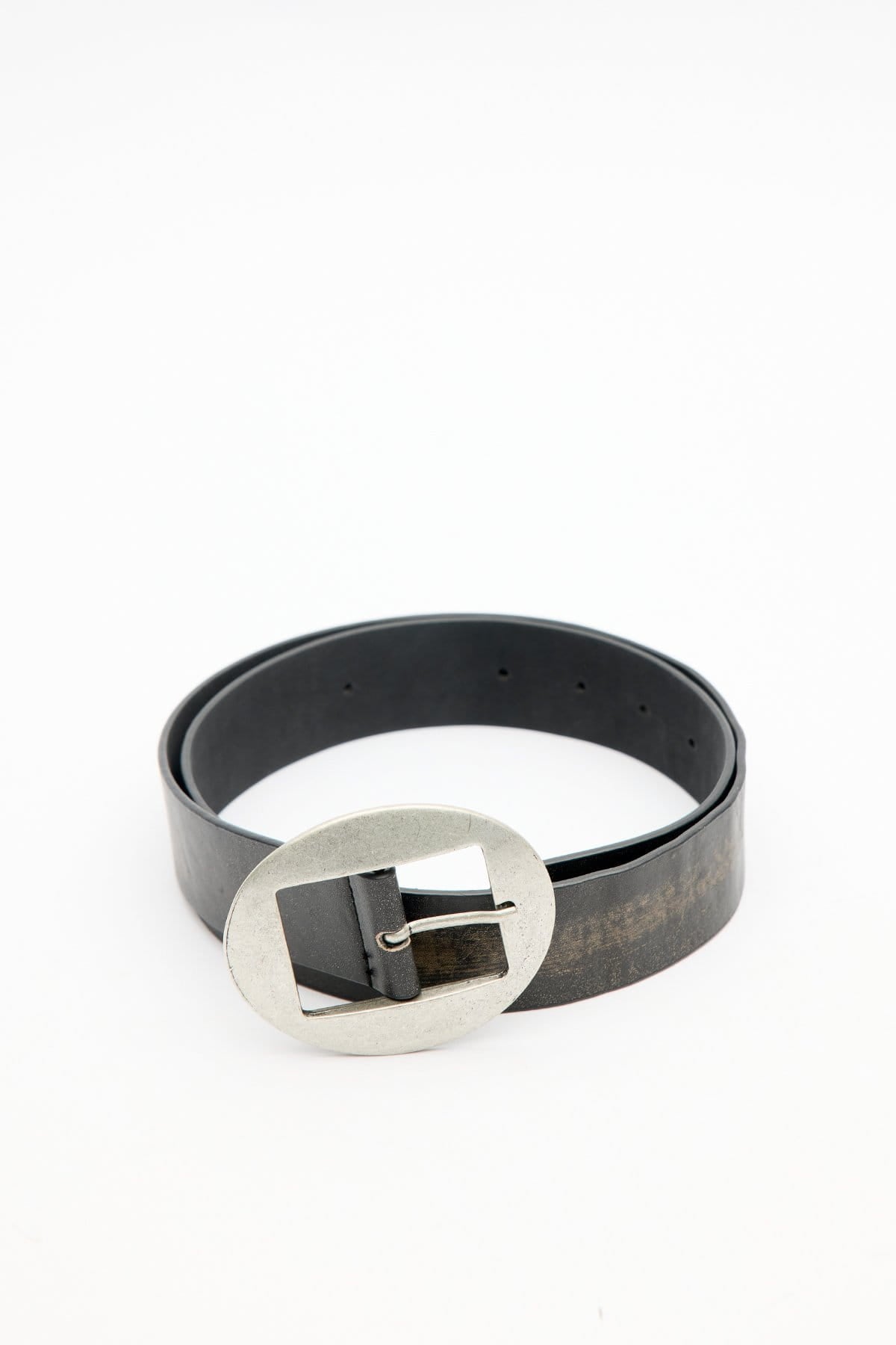 Large Oval Buckle Belt Black