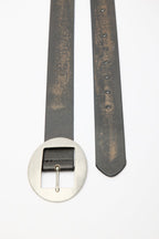 Large Oval Buckle Belt Black