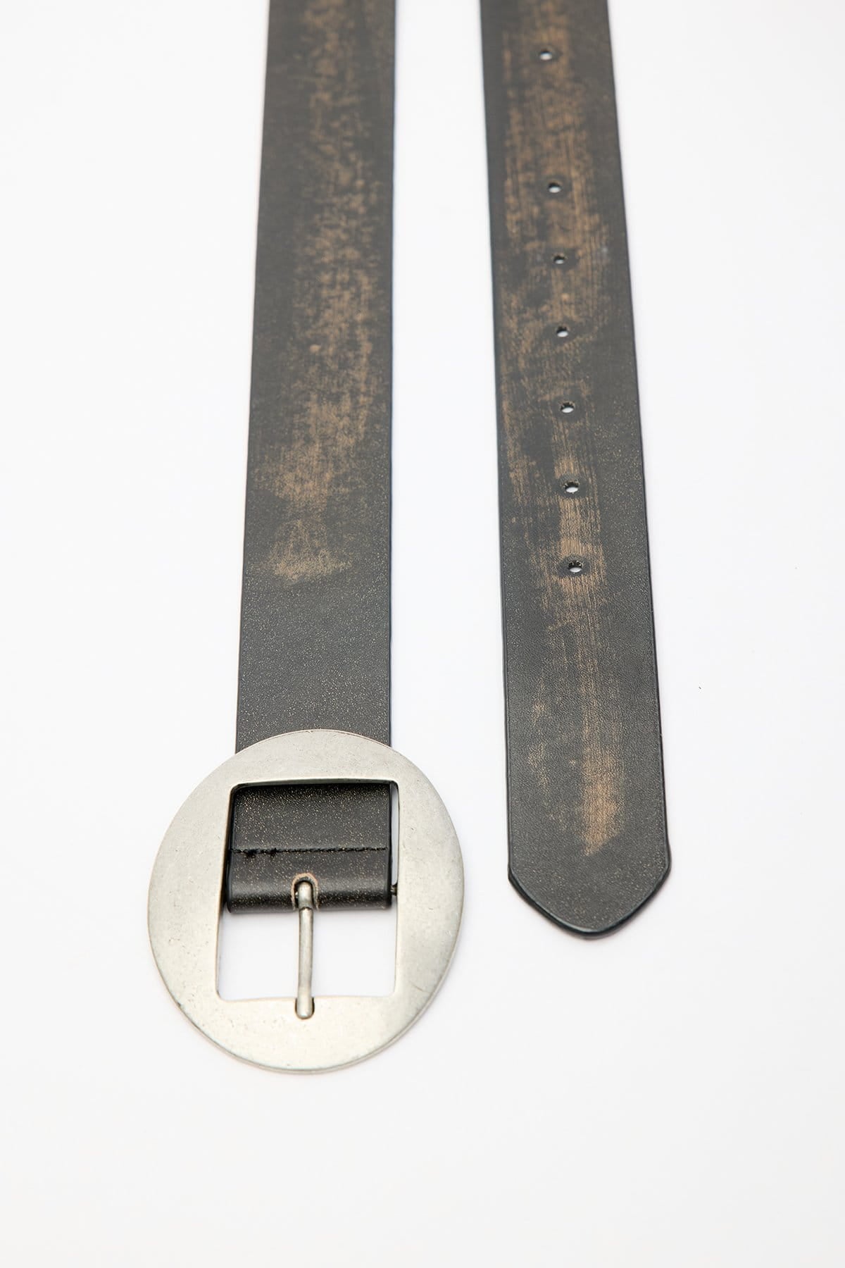 Large Oval Buckle Belt Black