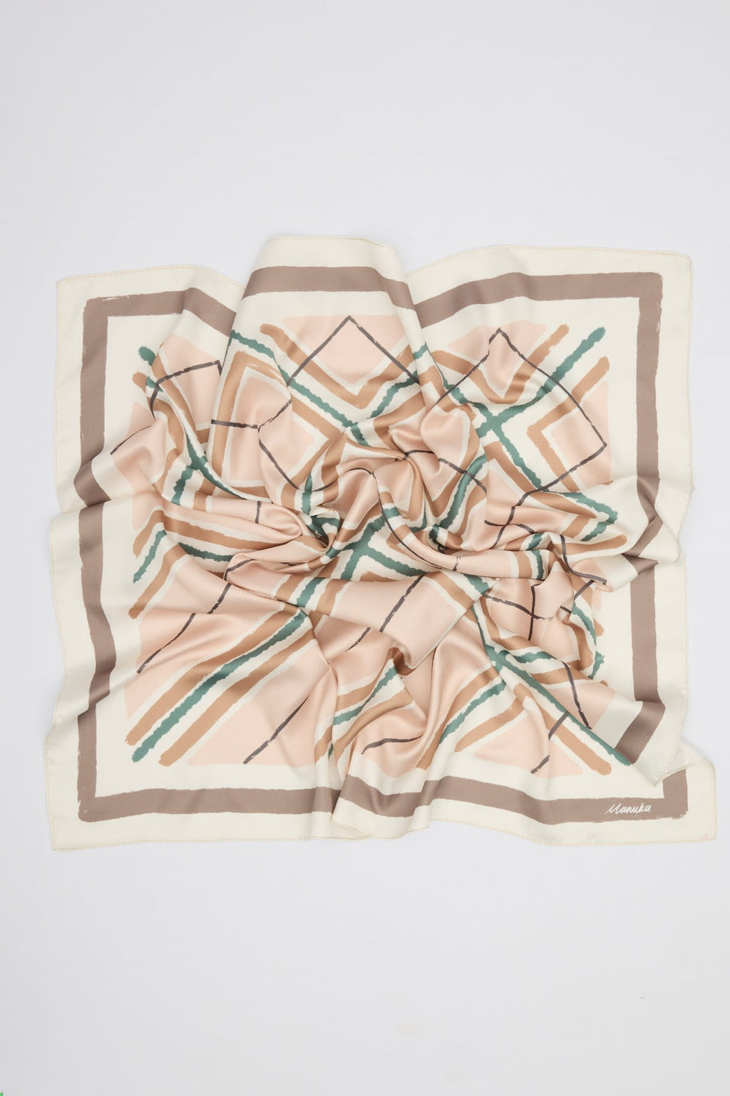 Patterned medium-length satin scarf leya