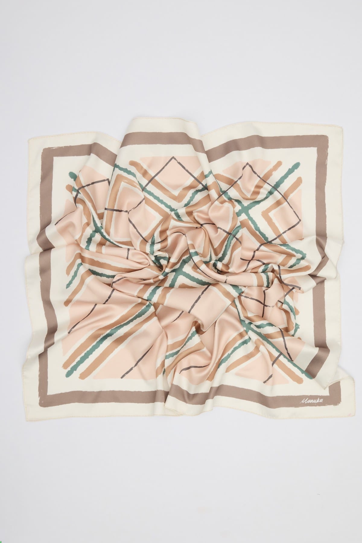 Patterned medium-length satin scarf leya