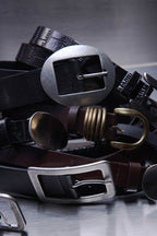Large Oval Buckle Belt Black
