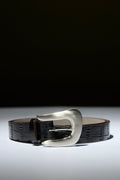 Crocodile leather look belt brown