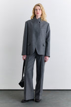 Grey high-neck blazer