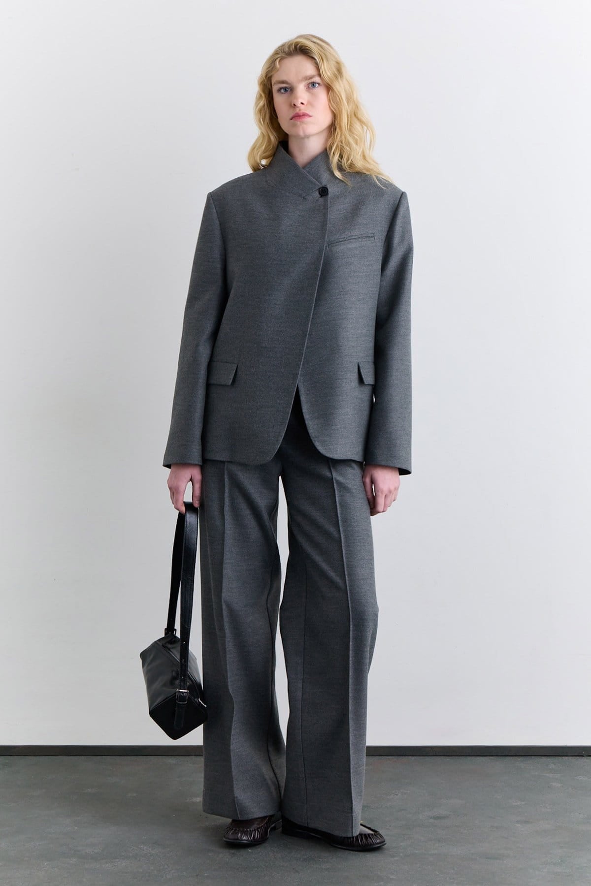 Grey high-neck blazer