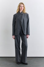 Grey high-neck blazer