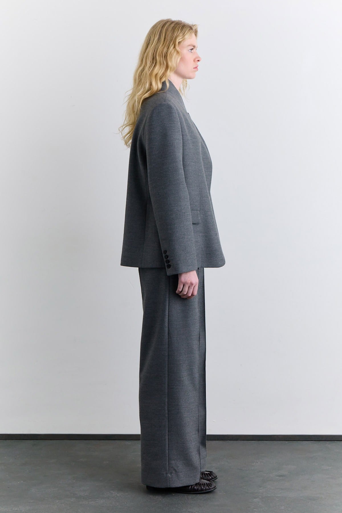 Grey high-neck blazer