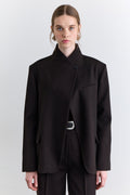Brown high-neck blazer