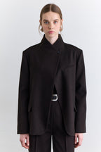 Brown high-neck blazer