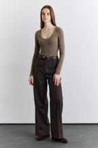 Mink classic pleated fabric trousers
