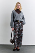 Jacquard patterned trousers brown