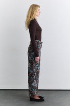 Jacquard patterned trousers brown