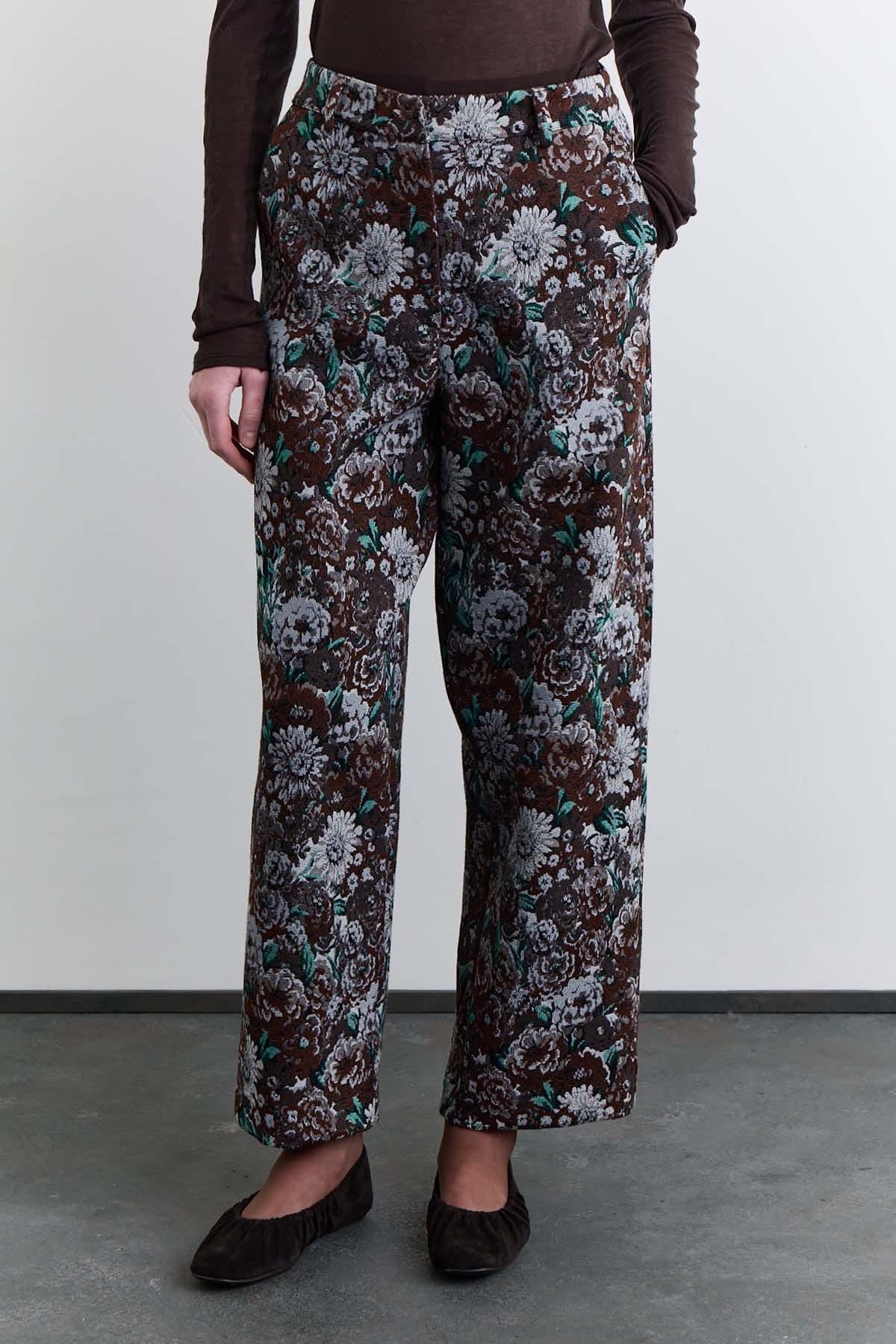 Jacquard patterned trousers brown
