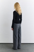Grey classic pleated fabric trousers