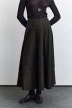 Wide skirt khaki with cup detail