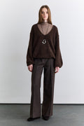 Soft textured sweater bitter brown
