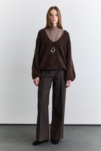 Soft textured sweater bitter brown