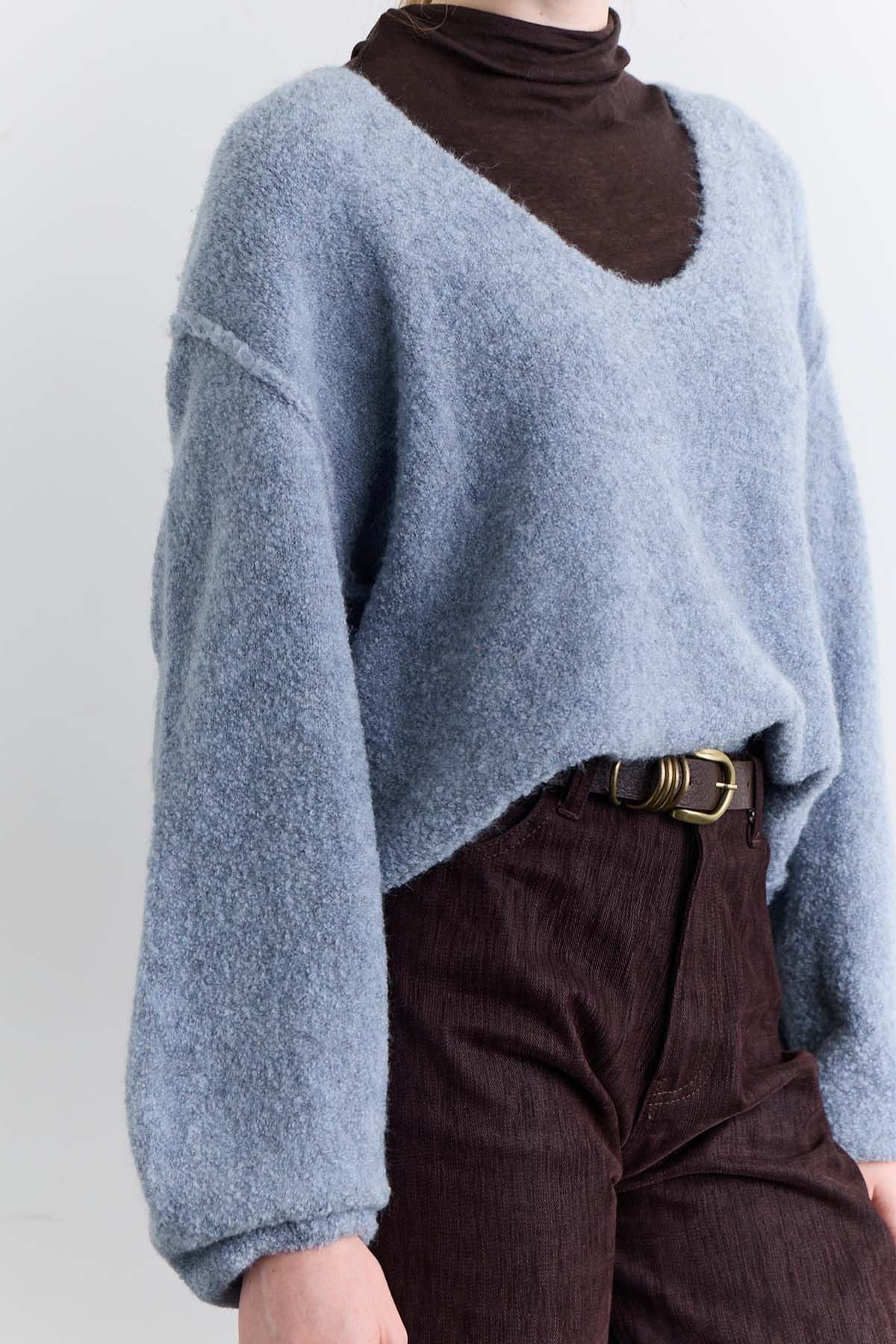 Soft textured sweater blue