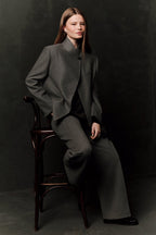 Grey high-neck blazer