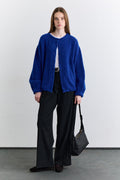 Soft textured buttoned cardigan blue