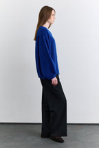 Soft textured buttoned cardigan blue