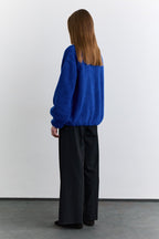 Soft textured buttoned cardigan blue