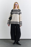 Ecru nordic pattern knit sweater
