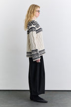 Ecru nordic pattern knit sweater