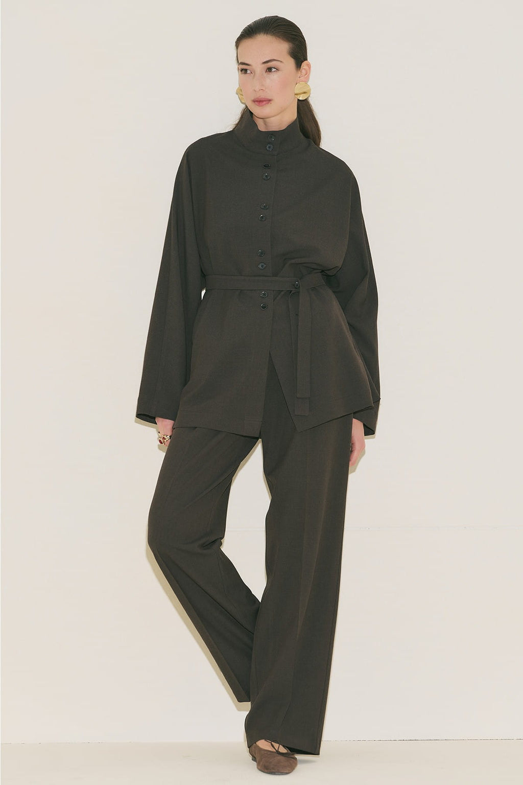 Yui Belted Tailored Suit Brown
