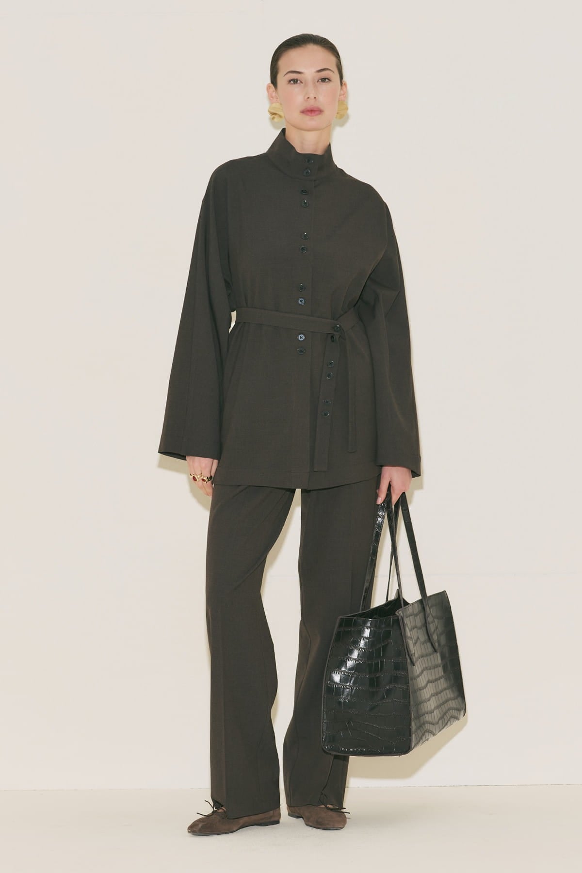 Yui Belted Tailored Suit Brown