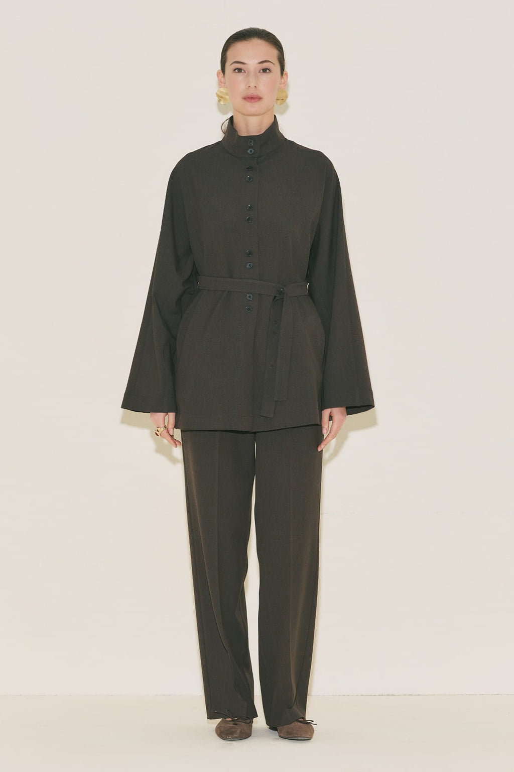 Yui Belted Tailored Suit Brown
