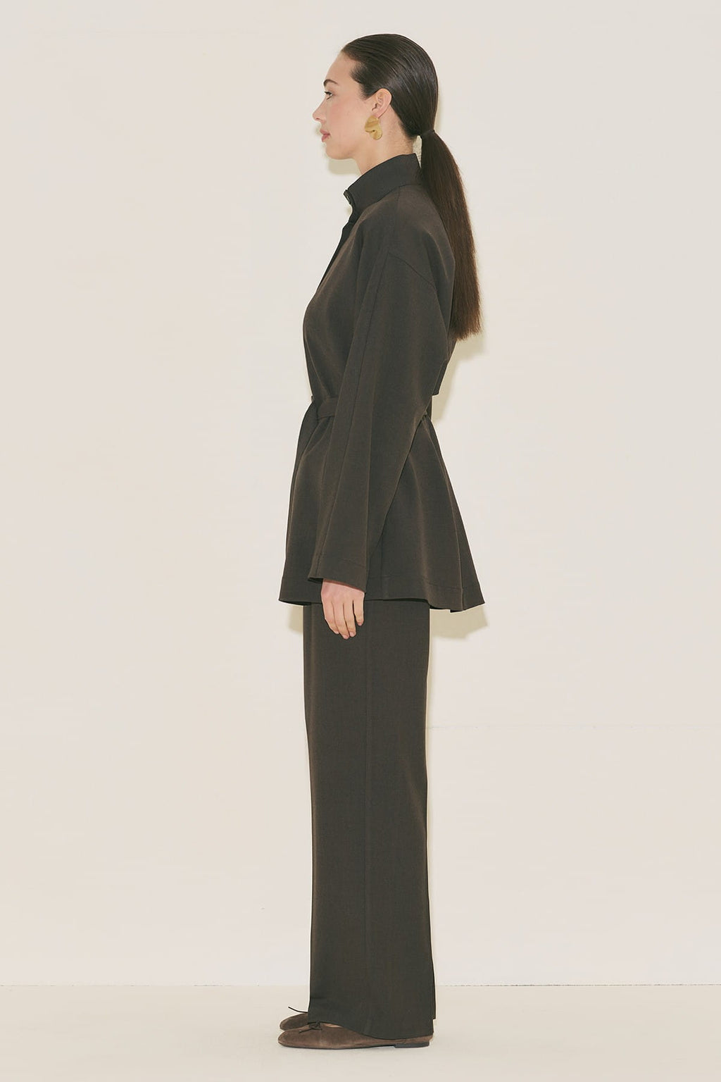 Yui Belted Tailored Suit Brown