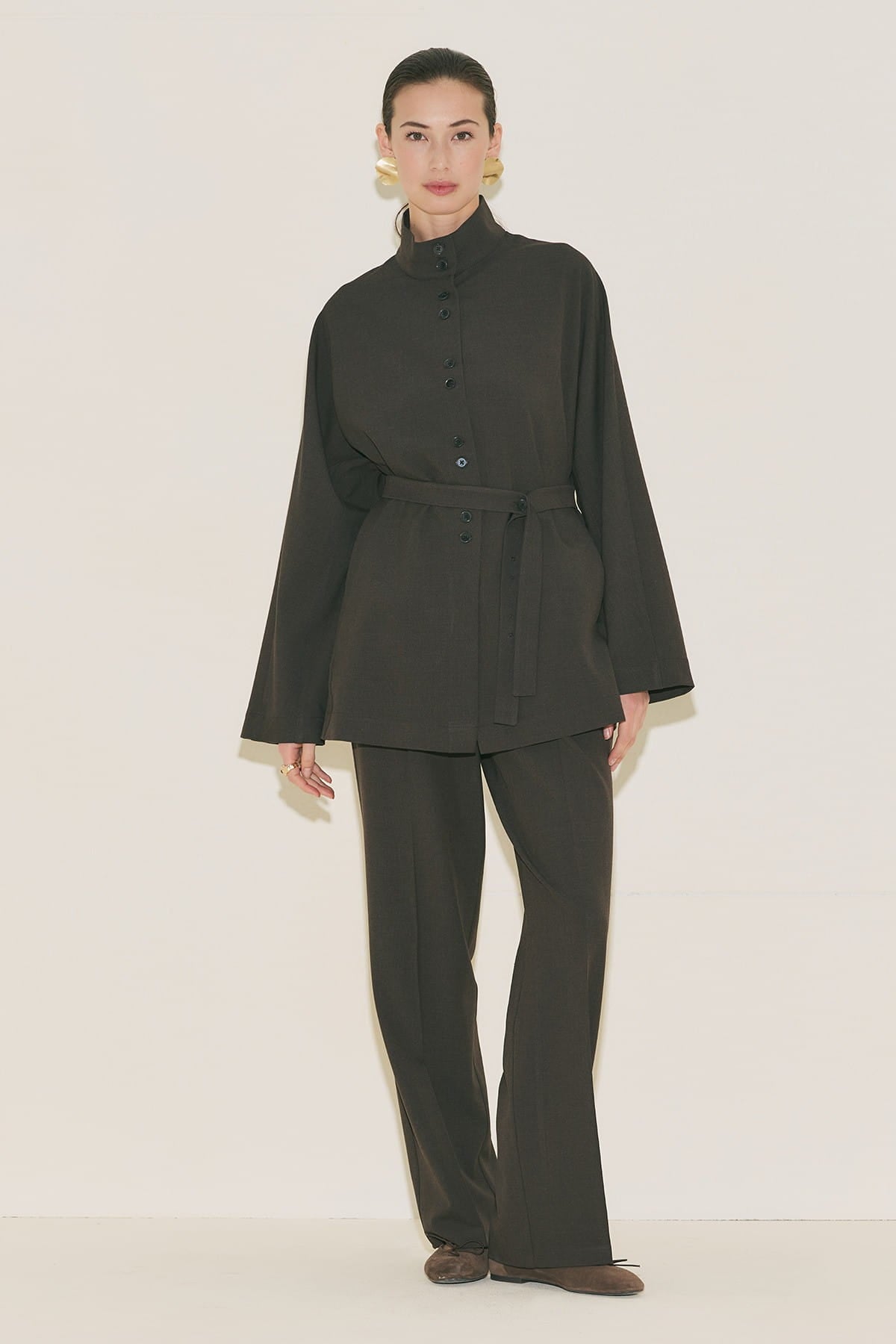 Yui Belted Tailored Suit Brown