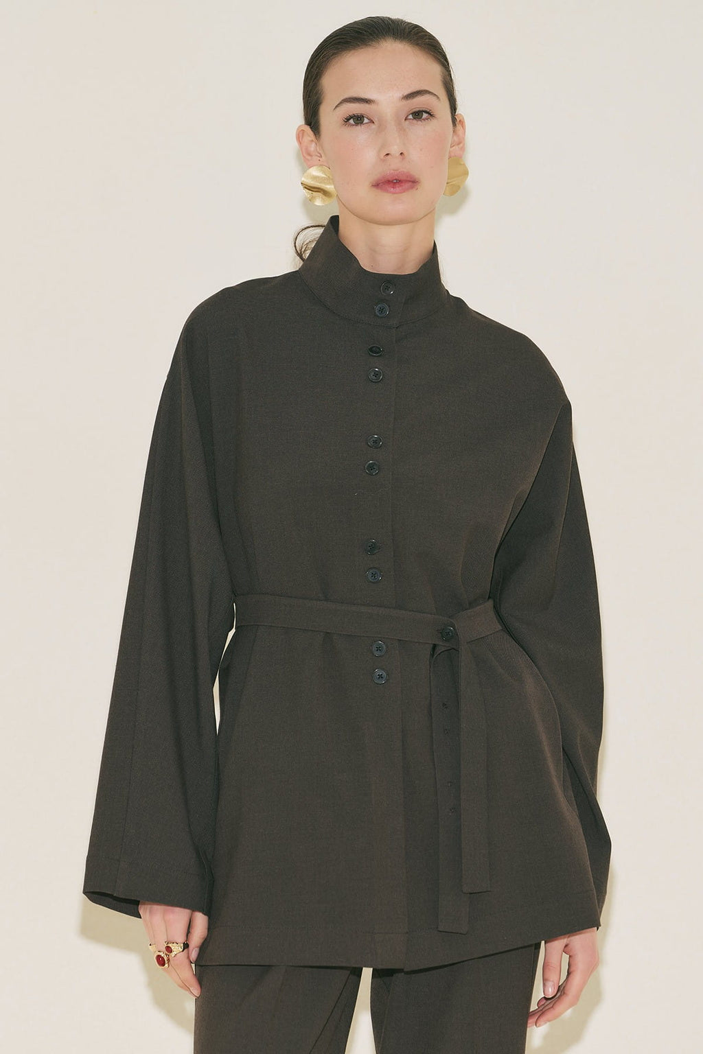 Yui Belted Tailored Suit Brown