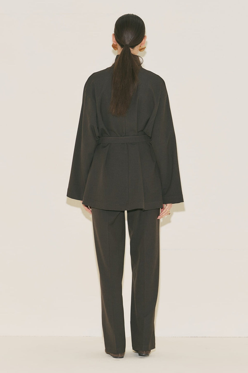 Yui Belted Tailored Suit Brown