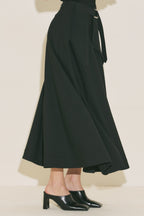Asymmetric Belted Skirt Black