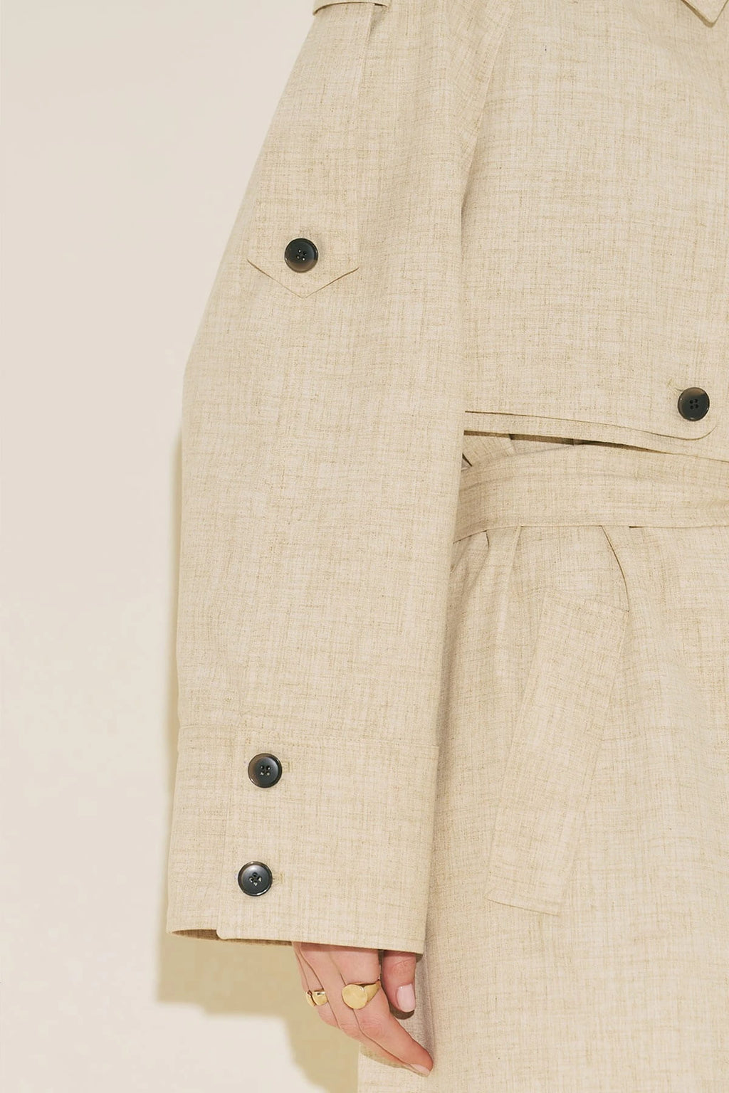 Limited edition wide sleeve trench coat suit beige