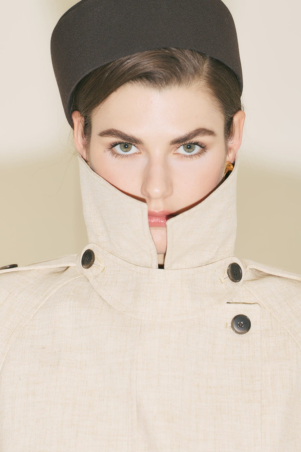 Limited edition wide sleeve trench coat suit beige