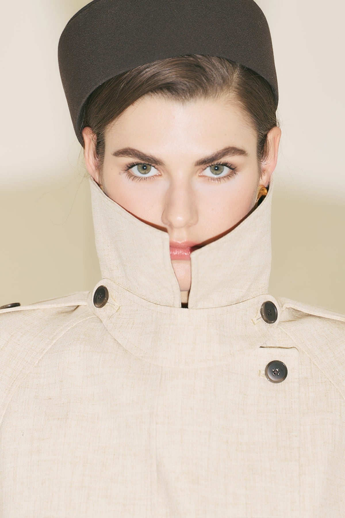 Limited edition wide sleeve trench coat suit beige