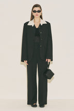 Contrast Collar Suit Black
