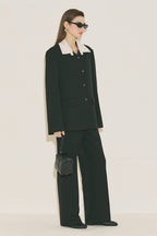 Contrast Collar Suit Black