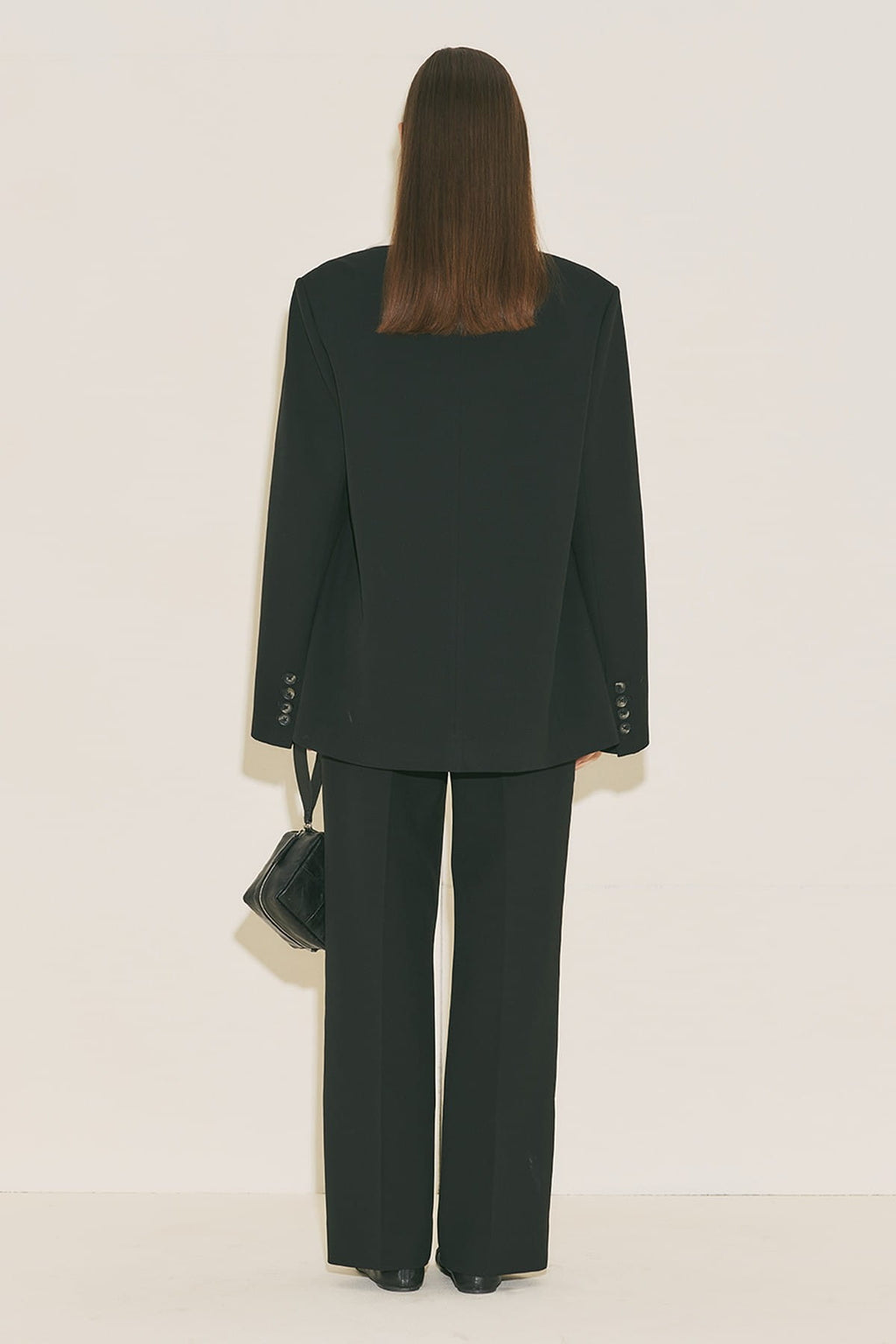 Contrast Collar Suit Black