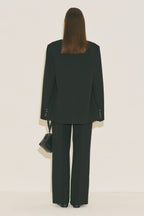 Contrast Collar Suit Black