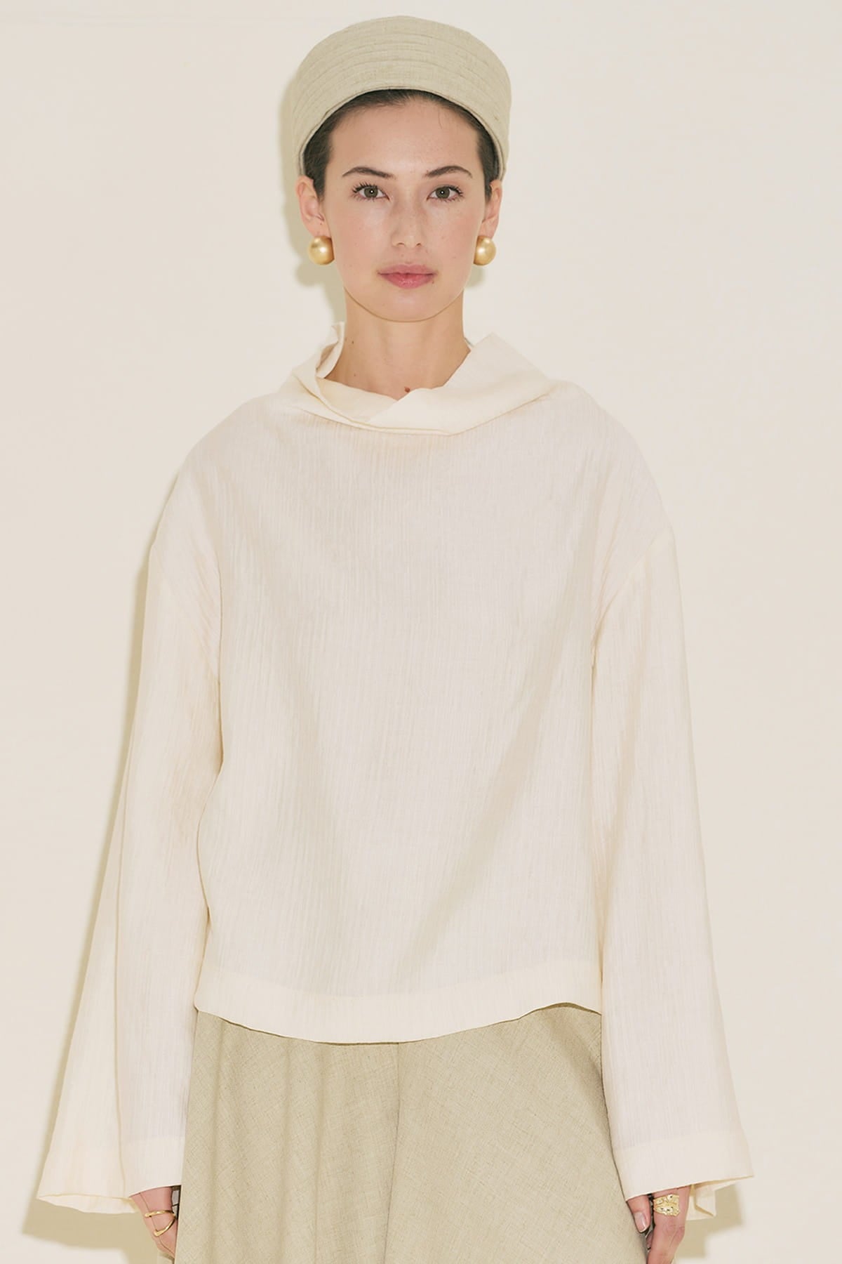 Textured Flowing Blouse Pearl
