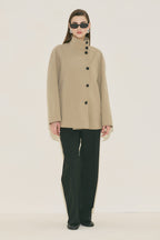 Sand Henna High-Collar Trench Coat